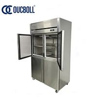Réfrigérateur de cuisine à quatre portes en acier inoxydable |   Congélateur commercial à double température pour usage en restaurant, hôtel