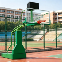 Panier de basket extérieur pliable robuste, support de panier de basket hydraulique portable pour terrain de sport et entraînement scolaire
