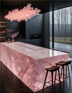 ألواح رخام طبيعي خفيف بسعر المصنع من بوتون ستون، أسطح عمل من العقيق الوردي الشفاف - Product Image 3