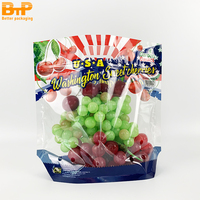 Sachet souple imprimé en gravure pour fruits, en PET/CPP, avec fermeture éclair et trou d'aération, logo personnalisé pour raisins, cerises, oranges