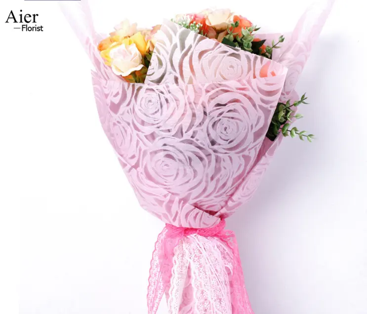 Aierflorist झुंड गुलाब झाड़ा कागज पुष्प गुलदस्ता रैपिंग पेपर के लिए फूल नई गैर-बुना उभरा गुलाब कागज