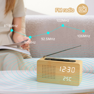 Evertop ET525 Modèle classique <span class=keywords><strong>Radio</strong></span> FM en <span class=keywords><strong>bois</strong></span> 3 alarmes Température Multifonction Table numérique Horloge LED - Product Image 4