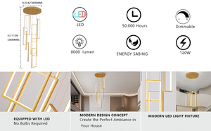 Lámpara de Araña Dorada de Lujo Extra Grande para Bodas en el Vestíbulo de un Hotel - Product Image 6