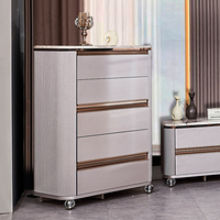 Ensemble de meubles de chambre à coucher au design moderne, lit king size réglable en hauteur avec 5+ tiroirs, en MDF bois peint de haute qualité pour hôtel