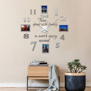 Large Size DIY Photo Frame <b>Wall</b> Clock 3D Acrylic Mute Digital Clock <b>Wall</b> Sticker Home Decorative Quartz Clock - Product Image 6
