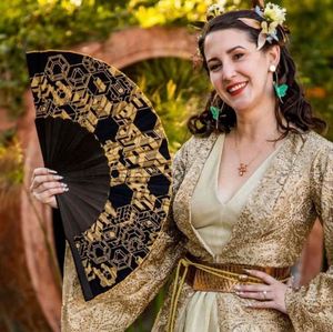 Abanico de Bambú Personalizado de 33 cm, Plegable, con Decoración Pintada, para Fiestas de Baile, Promoción Musical, Recuerdo - Product Image 4