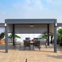 Pergola Bioclimatique de Luxe en Aluminium Motorisée avec Capteur de Pluie et Éclairage LED Personnalisable, Idéale pour Restaurant et Spa