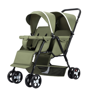 Ensembles de poussettes compactes pliables en lin, abordables, avec cadre en acier inoxydable, pour la vente en gros par le fabricant ; poussettes doubles détachables - Product Image 5