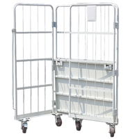 RB1002 Entrepôt Cargo Transport Électrique Galvanisé Pliant Treillis Métallique Conteneur Logistique Chariot Roulant