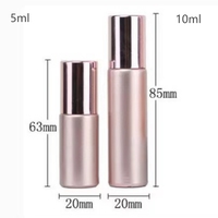 Vente en gros d'emballage cosmétique vide de 5ml 10ml rouleau en or rose sur la bouteille soins de la peau huile essentielle rouleau en verre rose bouteille de parfum
