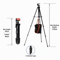 Tripod Perjalanan Ringan 0.74kg Lipat 46cm Penyangga Video untuk Vlog Live Streaming Studio Fotografi DSLR Ponsel