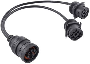 Schwarz Typ 2 J1939 Deutsch 9 Pin Geformt Stecker Splitter Y Kabel Diagnose Kabelbaum für Lkw Freightliner GPS ELD anhänger - Product Image 2