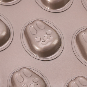 Rabbit Cake Mold 12 Cavity Gold Baking Tray Oven <b>Safe</b> Cartoon Shape Baking <b>Tool</b> - Product Image 2