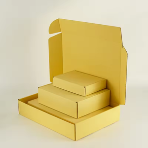 Boîte d'expédition pliable en carton coloré, matériaux recyclés écologiques haut de gamme, logo personnalisé, boîte cadeau jaune, revêtement UV - Product Image 1