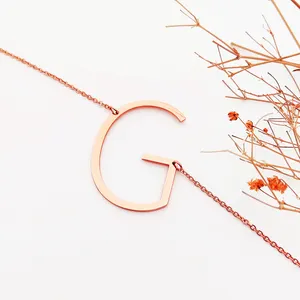 Simple Design 18K Gold Plated 26 Letter Necklace Thin Chain Initial Alphabet G Pendant Necklace Women Jewelry Gifts