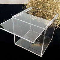 Großhandel kleine transparente Acryl Geschenk box moderne quadratische Display Box mit Schiebe deckel polierte Oberfläche