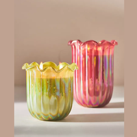 Grand pot à bougie en verre coloré personnalisé de luxe créatif Bougeoir en cristal de verre fait main pour la décoration de table à manger à la maison