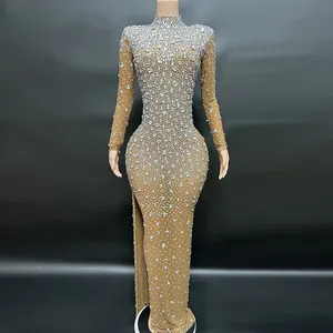 Nocance 2023 Gaun Prom Kelas Atas Gaun Berlian Imitasi Lengan Panjang Kualitas Tinggi Gaun Klub Terpisah Gaun Elegan Vestidos De Novia