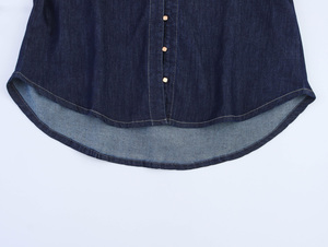 <strong>Turn</strong> Down Collar Denim Blue Color Buttons <strong>up</strong> Long Sleeve Casual Fashion <strong>Jeans</strong> Tops Blouse for Women - Product Image 4