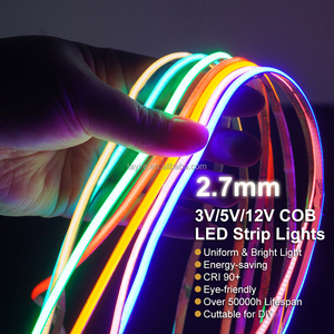 Tùy chỉnh dot-miễn phí 3V 5V 12V COB <span class=keywords><strong>2</strong></span>.7mm siêu mỏng LED Strip ánh sáng nhiều màu 3mm Chuỗi cao CRI Mini LED Strip băng ánh sáng - Product Image 1