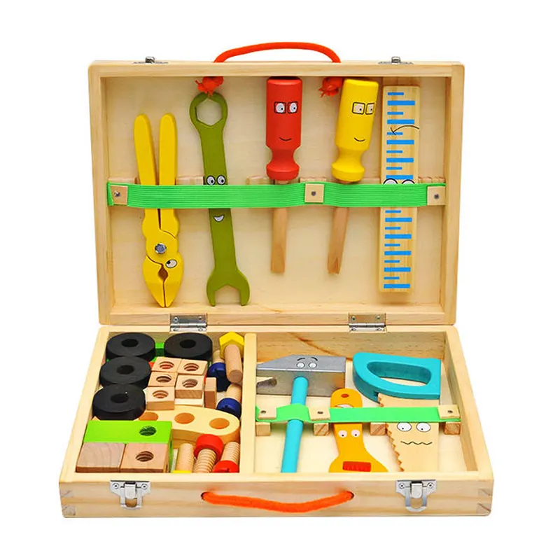 Wooden children play house simulation repair toolbox repair disassembly combination tool toy