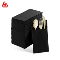 Serviettes de table noires de luxe de haute qualité, serviette personnalisée avec Logo, en papier, sensation de lin, pour Restaurant