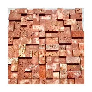 Personality home background wall natural travertine red tile indoor and outdoor wall brick flower pattern marble mosaic tile