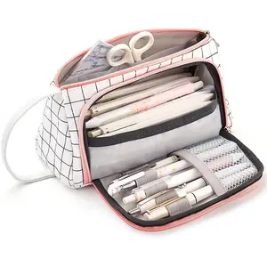 낮은 MOQ 대용량 용품 핸들 연필 파우치 가방 학교 귀여운 다채로운 지퍼 연필 케이스