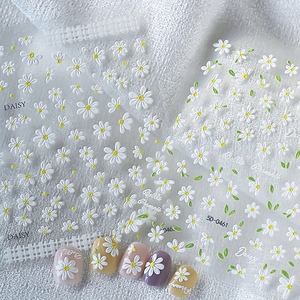 5D flor blanca Nail Art Sticker DIY autoadhesivo pequeño Daisy Slider <span class=keywords><strong>uñas</strong></span> calcomanías <span class=keywords><strong>uñas</strong></span> en relieve arte pegatinas decorativas - Product Image 5