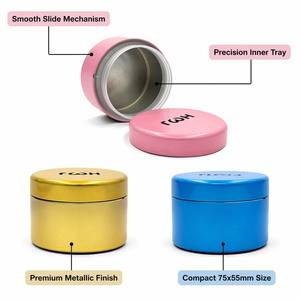 Caja Metálica Portátil de Bolsillo para Viaje, Mini Contenedor Hermético para Hierbas Secas, a Prueba de Olores, Venta al por Mayor, Fabricación OEM Personalizada - Product Image 4