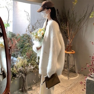 Nouveau cardigan en tricot surdimensionné personnalisé, <span class=keywords><strong>manteau</strong></span> en fausse fourrure pour femmes, hiver, tricot doux pour ordinateur, cardigan veste - Product Image 6