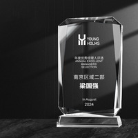 Plaque de reconnaissance d'entreprise personnalisée en verre cristal diamant, trophée pour la reconnaissance des contributions du personnel