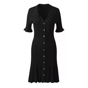 Elegante Vestido de Verano para Mujer, Estilo Bodycon Midi Plisado con Aberturas y Volantes, Ideal para Fiestas Casuales - Product Image 2