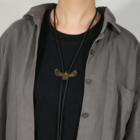 Cravate Bolo Vintage Ailes d'Aigle, Style Western Punk, en Cuir Synthétique, Collier Chaîne pour Chemise, Bijou pour Hommes et Femmes