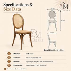 Chaise de mariage ovale vintage en PP imitation bois brun pour réceptions et banquets, vente en gros de sièges commerciaux - Product Image 2