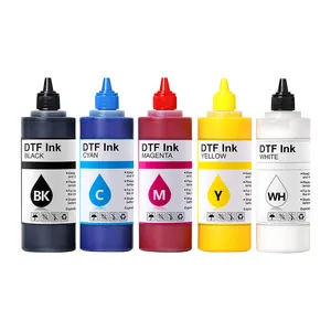निर्माता कीमत 1000ml काले CMYK मैजेंटा रंग पीला, सफेद पानी आधारित स्याही बनाने की क्रिया गर्मी हस्तांतरण DTF स्याही