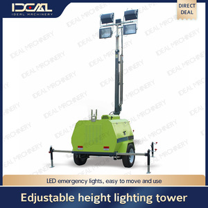 Tour d'éclairage mobile surélevée à LED, alimentation CA, base en acier jaune, durée de vie de 50 000 heures, pour la construction et l'industrie - Product Image 2