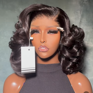 价格便宜的短鲍勃人发假发，8-14英寸貂皮巴西蕾丝鲍勃假发，黑色女性无胶蕾丝前盖鲍勃假发 - Product Image 2