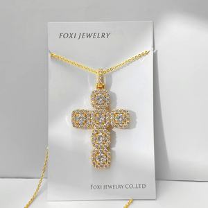 Collier pendentif micro-pavé en zircon cubique, plaqué or 18 carats, collier ras du cou en forme de croix pour femme, bijoux - Product Image 3