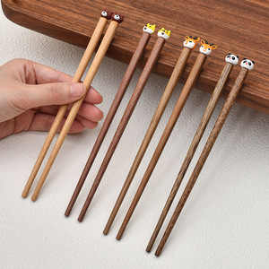 Lindos palillos de dibujos animados de animales para niños, bebés, niños pequeños, palillos de práctica, de 3 a 6 años, sin pintar, para jardín de infantes - Product Image 1