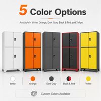 Gabinete de Almacenamiento de Acero Resistente de Cuatro Puertas con Cerradura Electrónica de Doble Teclado, Estantes Interiores Ajustables, Múltiples Opciones de Color