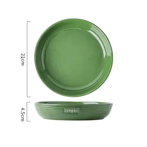 Green Glossy Glazing Dinner Ware Set Ceramic For 6 China Restaurant Ceramic Dinner Set Porcelain Bowl Set Custom Color Logo