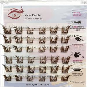Xin Chen Mu Jie 6 rangées de faux cils marron semi-faits à la main sans colle, style œil de chat, Pure Desire, effet naturel pour caméra, fabriqués en Chine - Product Image 5
