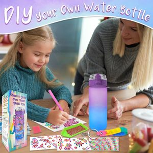 Decorare i tuoi kit di bottiglie d'acqua fai da te pittura di diamanti unicorno Gem artigianato divertenti arti e mestieri regali per ragazze giocattoli - Product Image 5