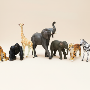 Statue d'animal grandeur nature en fibre de verre, ensemble de sculptures d'animaux girafe, éléphant, tigre, zèbre pour accessoires de fête sur le thème du safari - Product Image 1