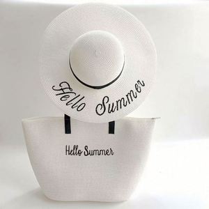 กระเป๋าชายหาดสำหรับผู้หญิงขายส่งสำหรับฤดูร้อน พร้อมหมวกแฟชั่น หมวกสานปักลายสำหรับสุภาพสตรี และชุดกระเป๋า - Product Image 3