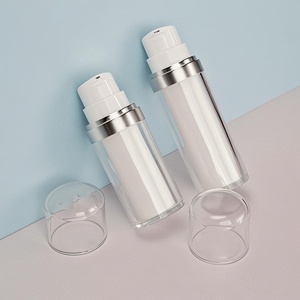 Botella de Vacío Personalizada con Revestimiento Interior Blanco Reemplazable, 15ml 30ml 50ml 100ml 120ml, Botella Transparente con Tapa Plana para Dispensar Loción - Product Image 5