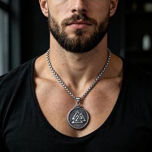 Collar con Colgante Vegvisir Vikingo Nórdico, Valknut, Serpiente Ouroboros, Acero, Estilo Punk Vintage, Amuleto, Joyería para Hombre, Accesorios de Tela - Product Image 2