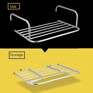 YOTO étagère murale à un niveau télescopique en métal étendoir à chaussures maison sèche-<span class=keywords><strong>linge</strong></span> support cintres vêtements fenêtre blanchisserie serviette étendoir - Product Image 3