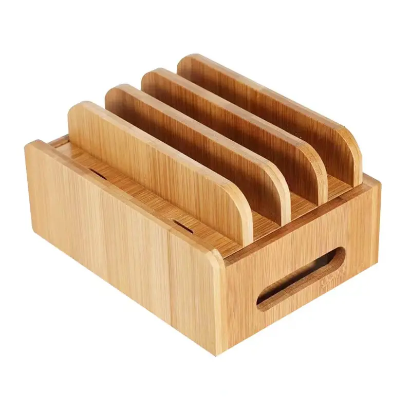 Multifunction Universal Natural Bamboo Cell Phone Tablet Holder Charging Station Organizer Dock